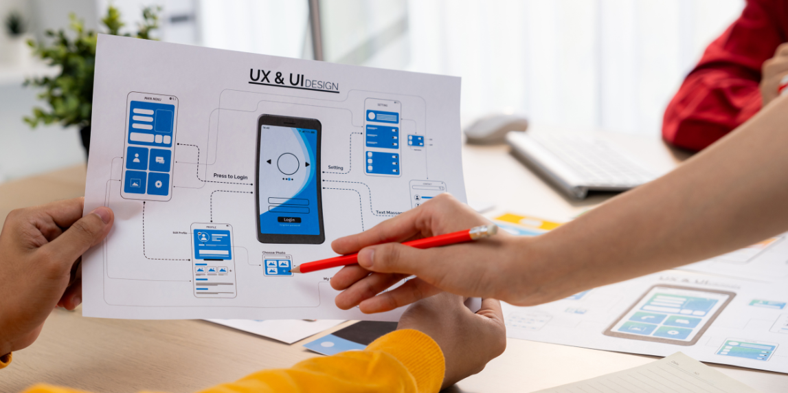 Mobile UX designer creating thumb-friendly interface.